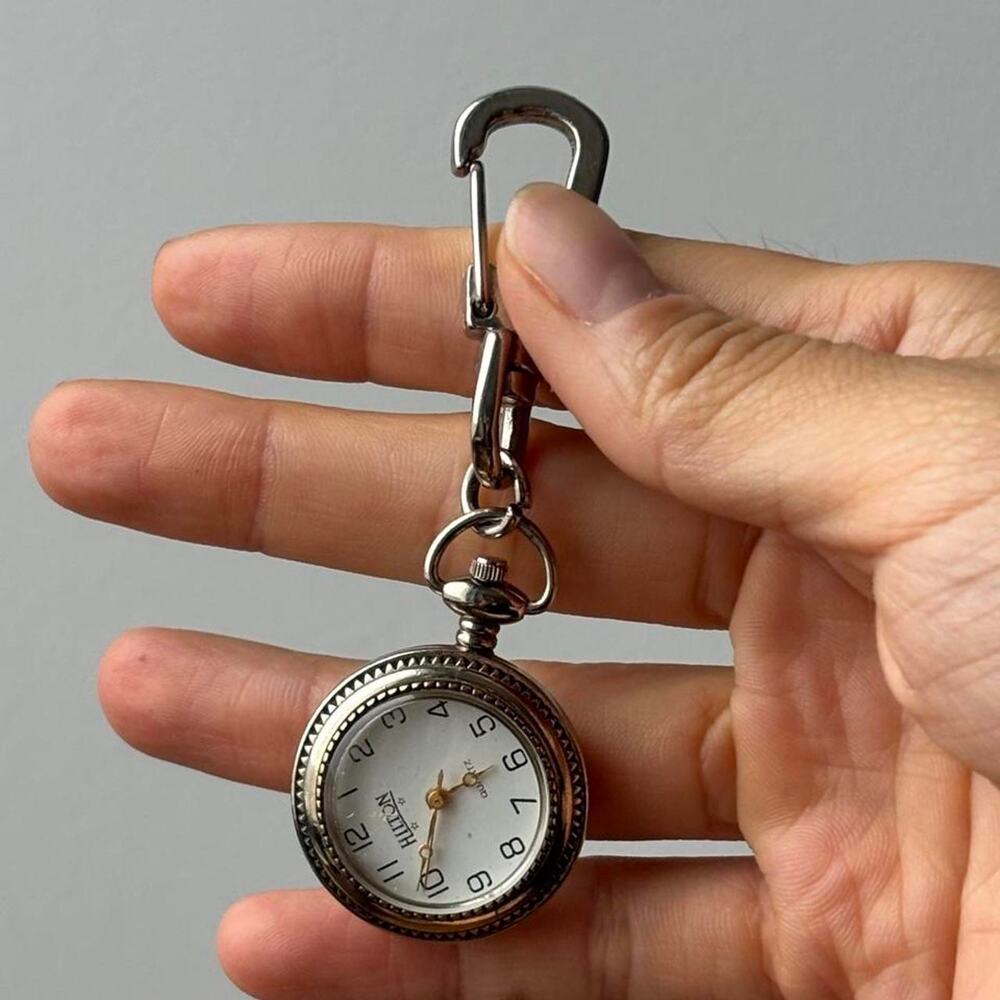 Vintage hilton pocket watch keychain